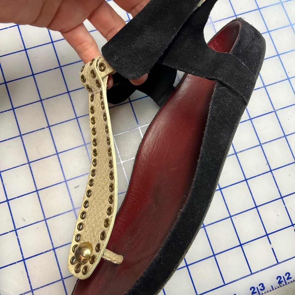 Isabel Marant Black , Burgundy and Cream Studded Sandals - Picture 2 of 7